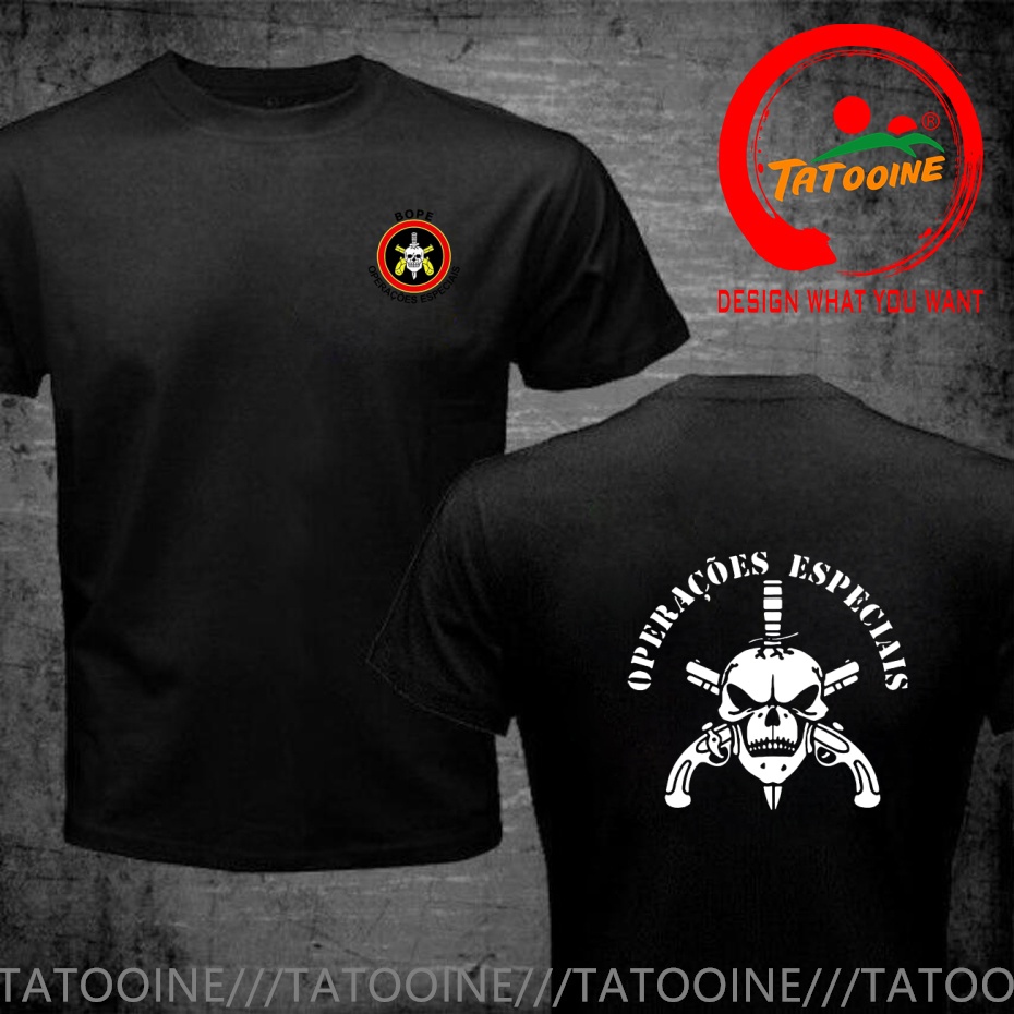 Funny Design BOPE Elite Death  - Street Fashion Brazil บทวิจารณ์และราคา