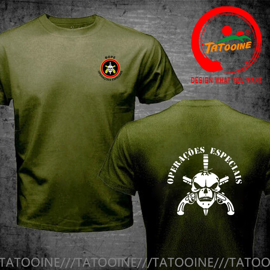 Funny Design BOPE Elite Death  - Street Fashion Brazil บทวิจารณ์และราคา