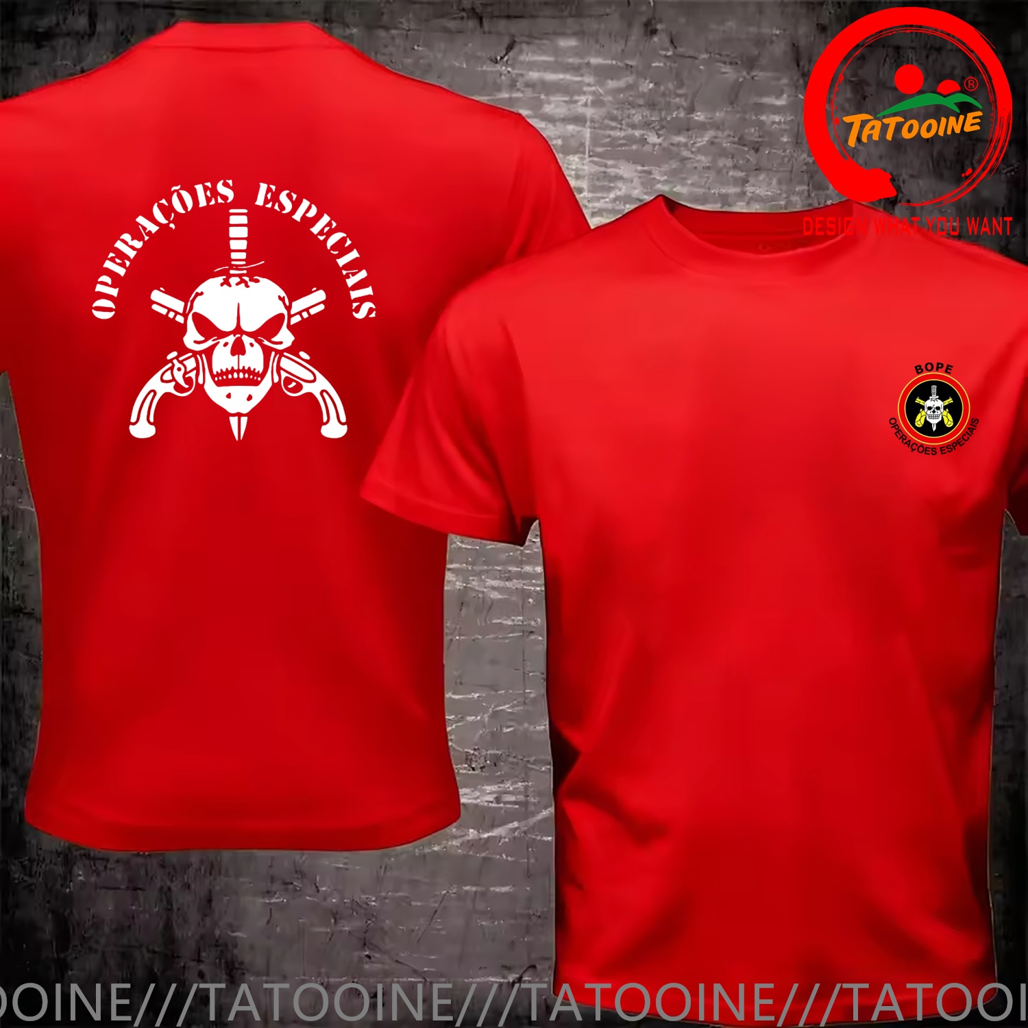 Funny Design BOPE Elite Death  - Street Fashion Brazil บทวิจารณ์และราคา