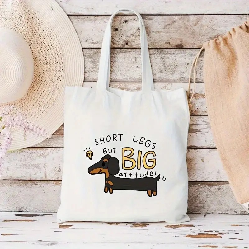 Cute Dachshund Funny Handbags  - Tote Bag Canvas Print บทวิจารณ์และราคา