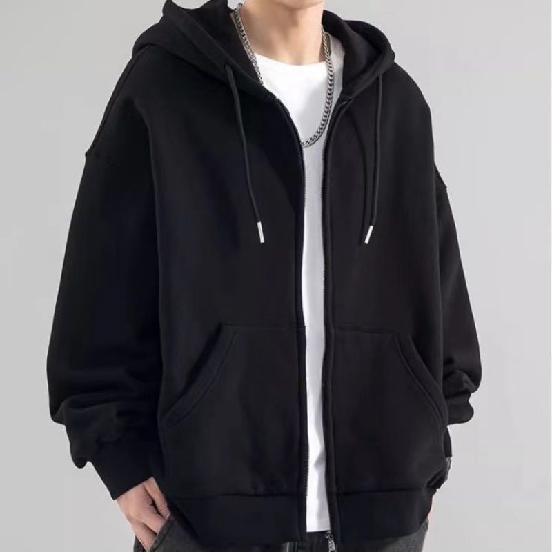 Fashion Casual Black Gray Blue - Street Fashion Zip Up Hoodie บทวิจารณ์และราคา