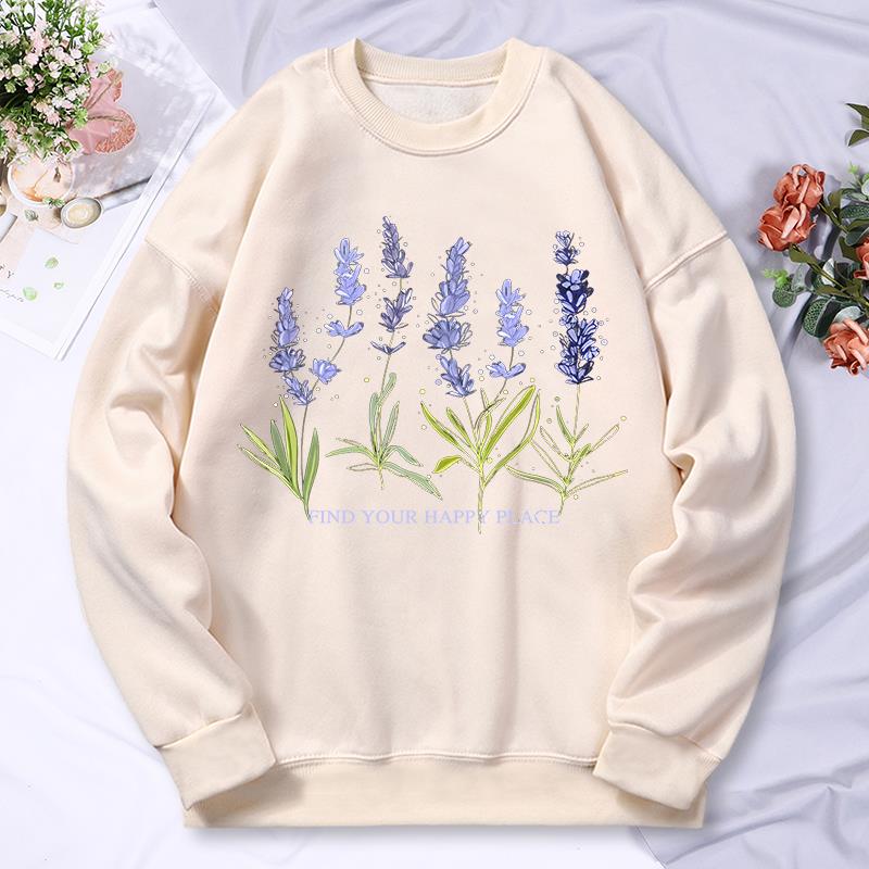 Beautiful Of Lavender Printing - Oversized Crewneck Fleece บทวิจารณ์และราคา
