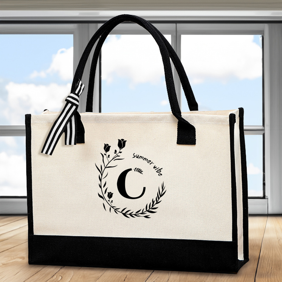 Leather letter print tote bag, - Tote Bag Canvas Print บทวิจารณ์และราคา