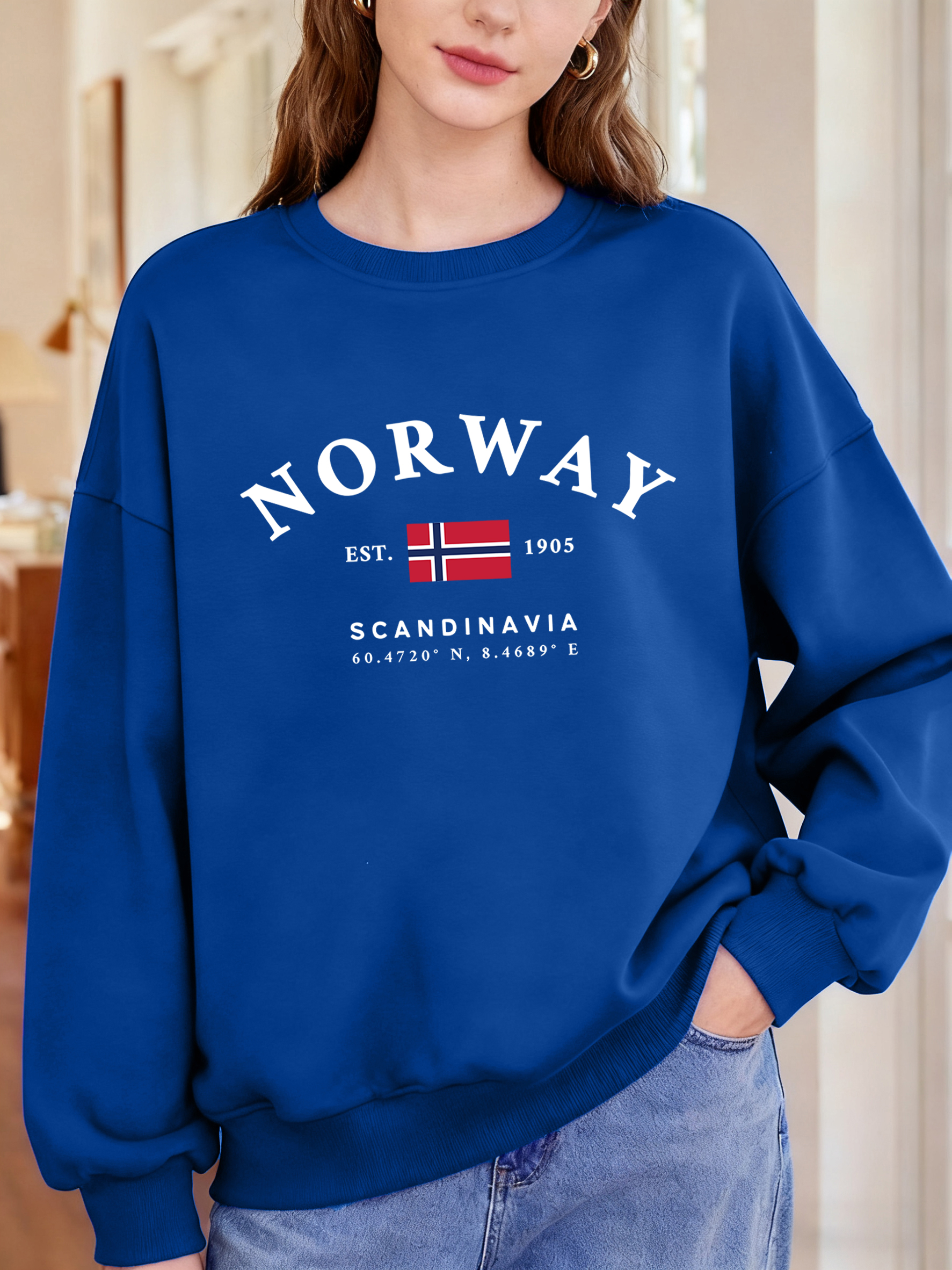 Norway Sandinavia Letter And F - Oversized Crewneck Fleece บทวิจารณ์และราคา
