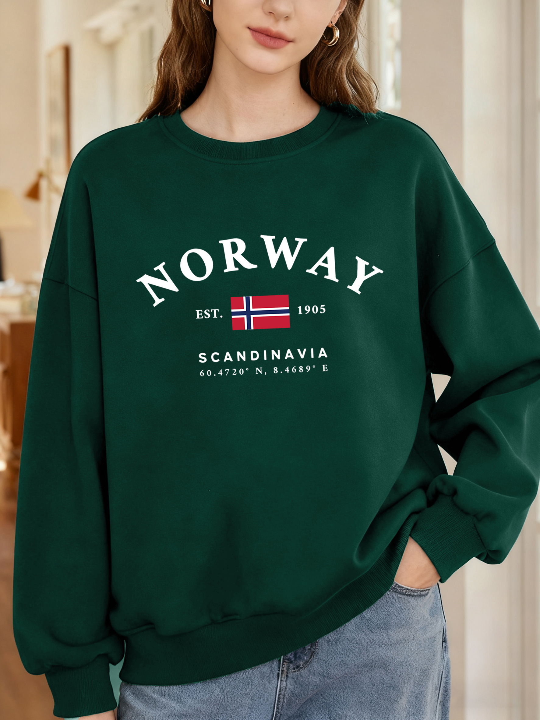 Norway Sandinavia Letter And F - Oversized Crewneck Fleece บทวิจารณ์และราคา