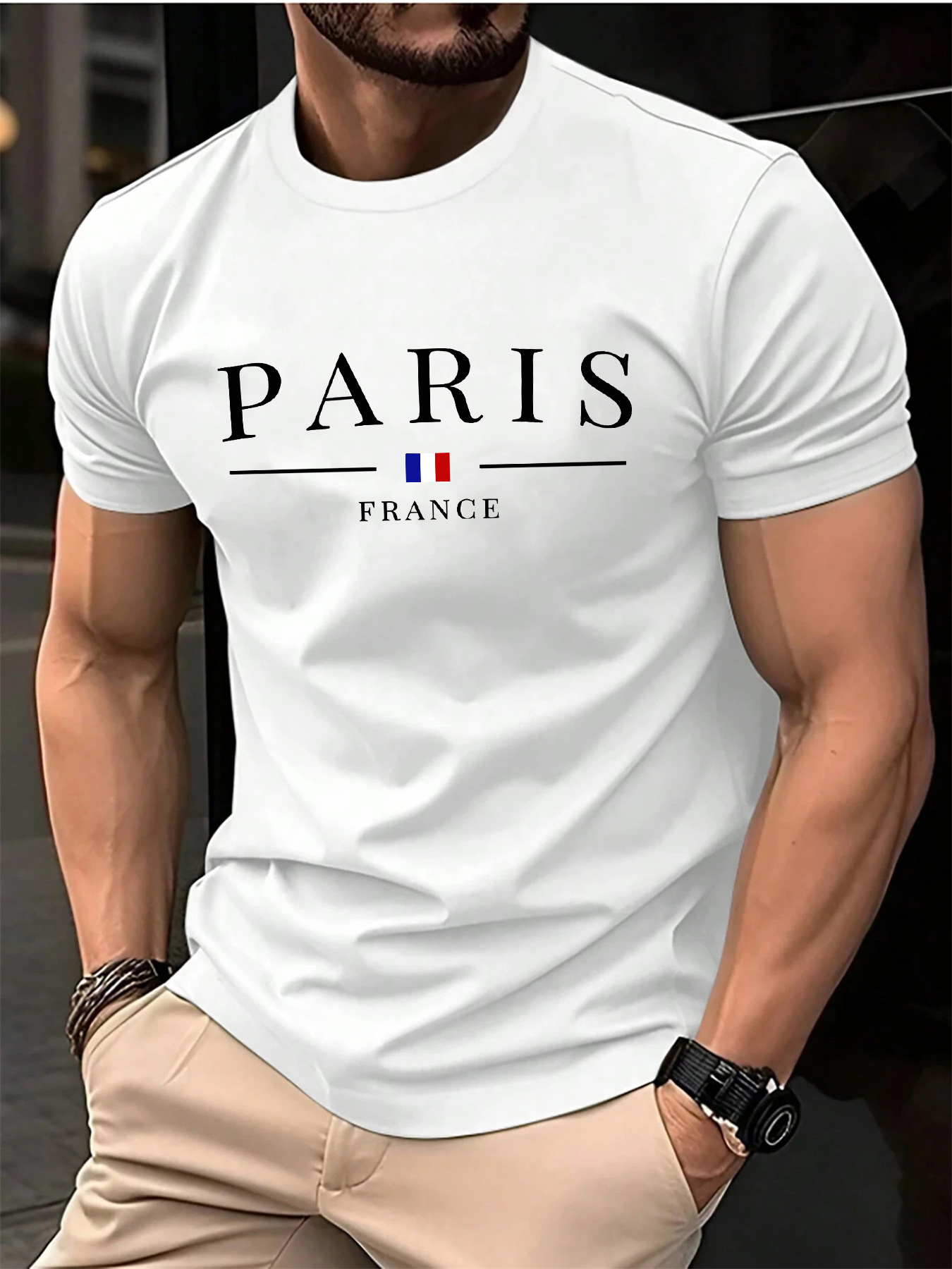 Summer men's 100% pure cotton  - Street Fashion In Paris บทวิจารณ์และราคา
