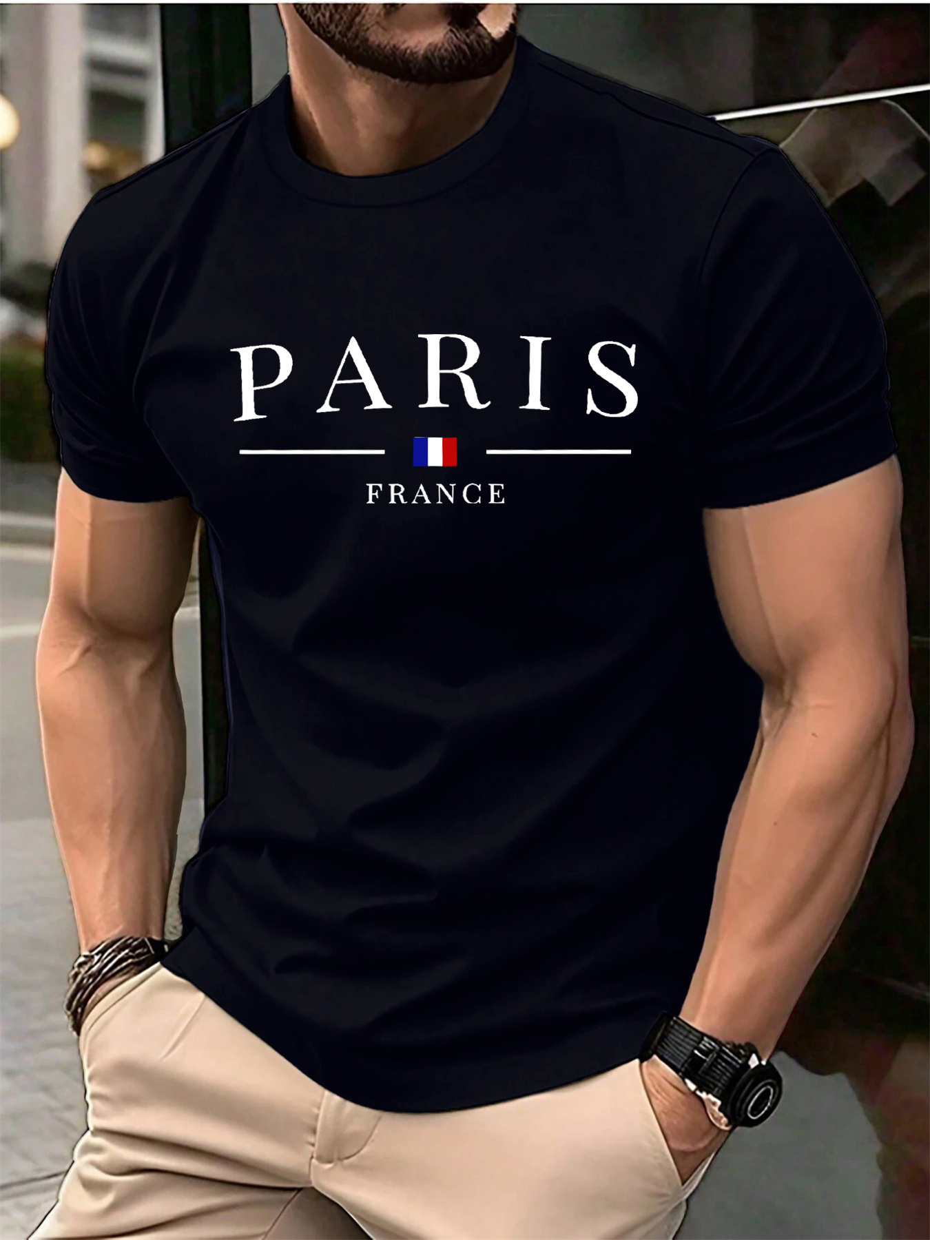 Summer men's 100% pure cotton  - Street Fashion In Paris บทวิจารณ์และราคา