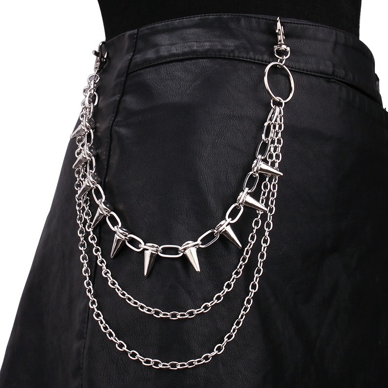Hip Hop Punk Rock Metal Pants  - Street Fashion Jeans Women บทวิจารณ์และราคา