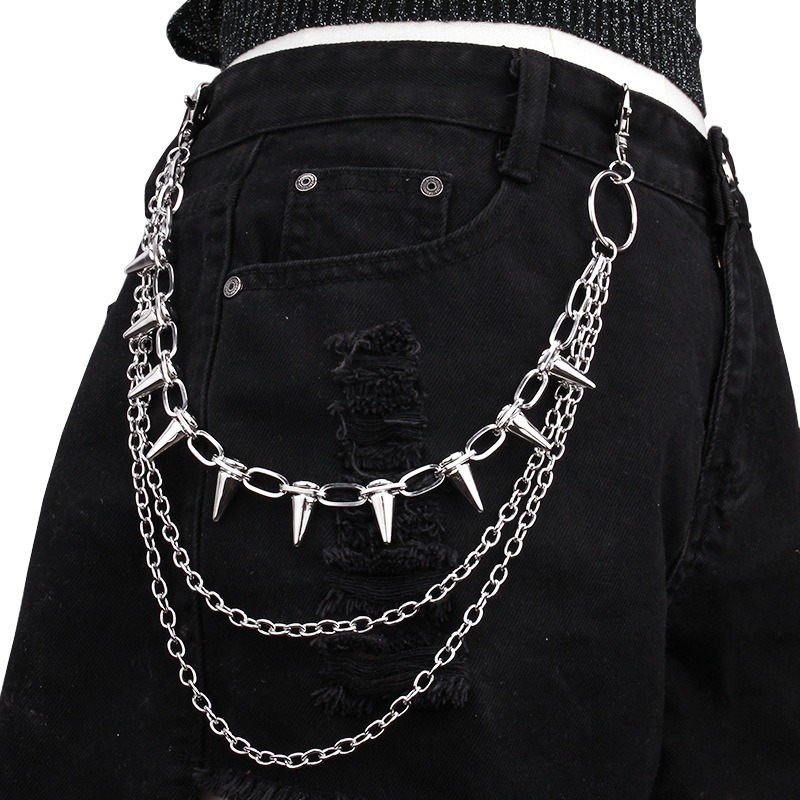 Hip Hop Punk Rock Metal Pants  - Street Fashion Jeans Women บทวิจารณ์และราคา