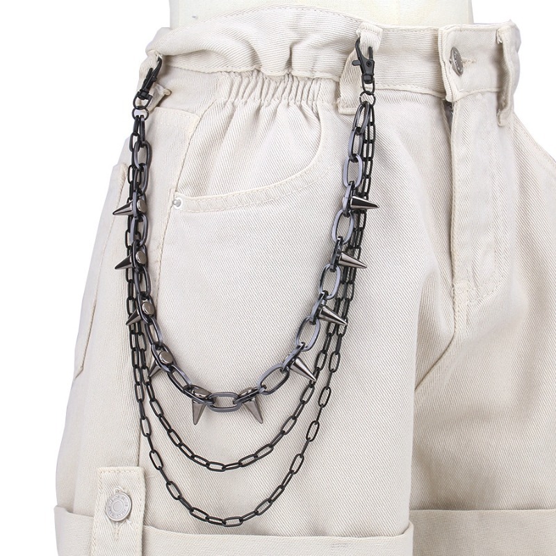 Hip Hop Punk Rock Metal Pants  - Street Fashion Jeans Women บทวิจารณ์และราคา