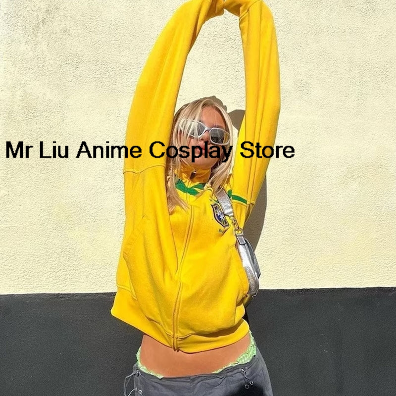 Y2k Brasil Flag Jacket Retro F - Street Fashion Brazil บทวิจารณ์และราคา