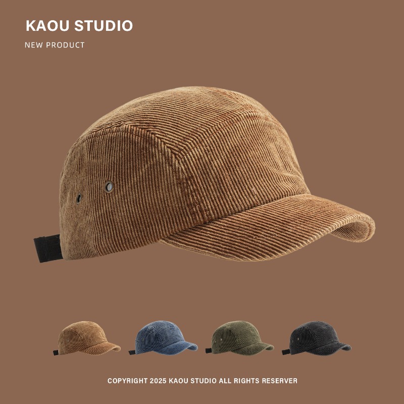 Japanese Retro Solid Color Cor - Corduroy Cap 5 Panel บทวิจารณ์และราคา