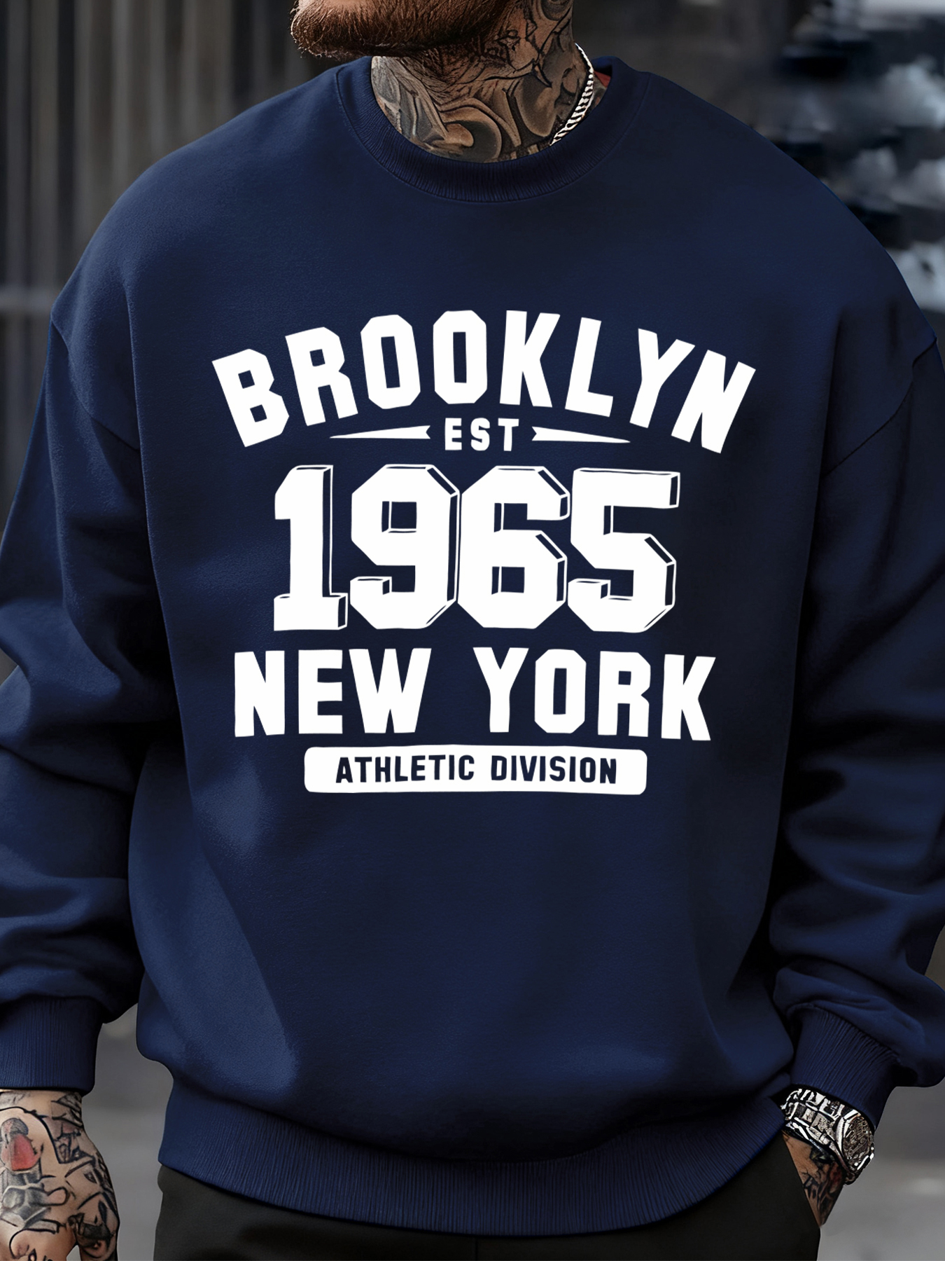 Brooklyn 1965 New York Printed - Oversized Crewneck Fleece บทวิจารณ์และราคา