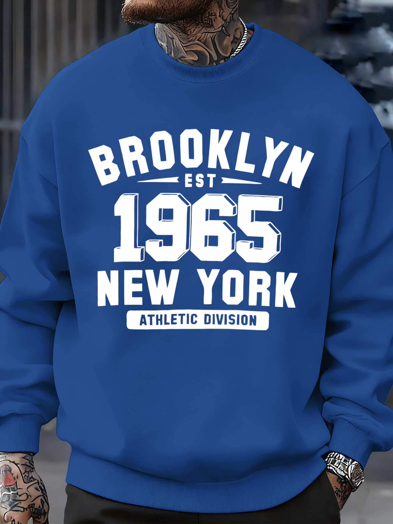 Brooklyn 1965 New York Printed - Oversized Crewneck Fleece บทวิจารณ์และราคา