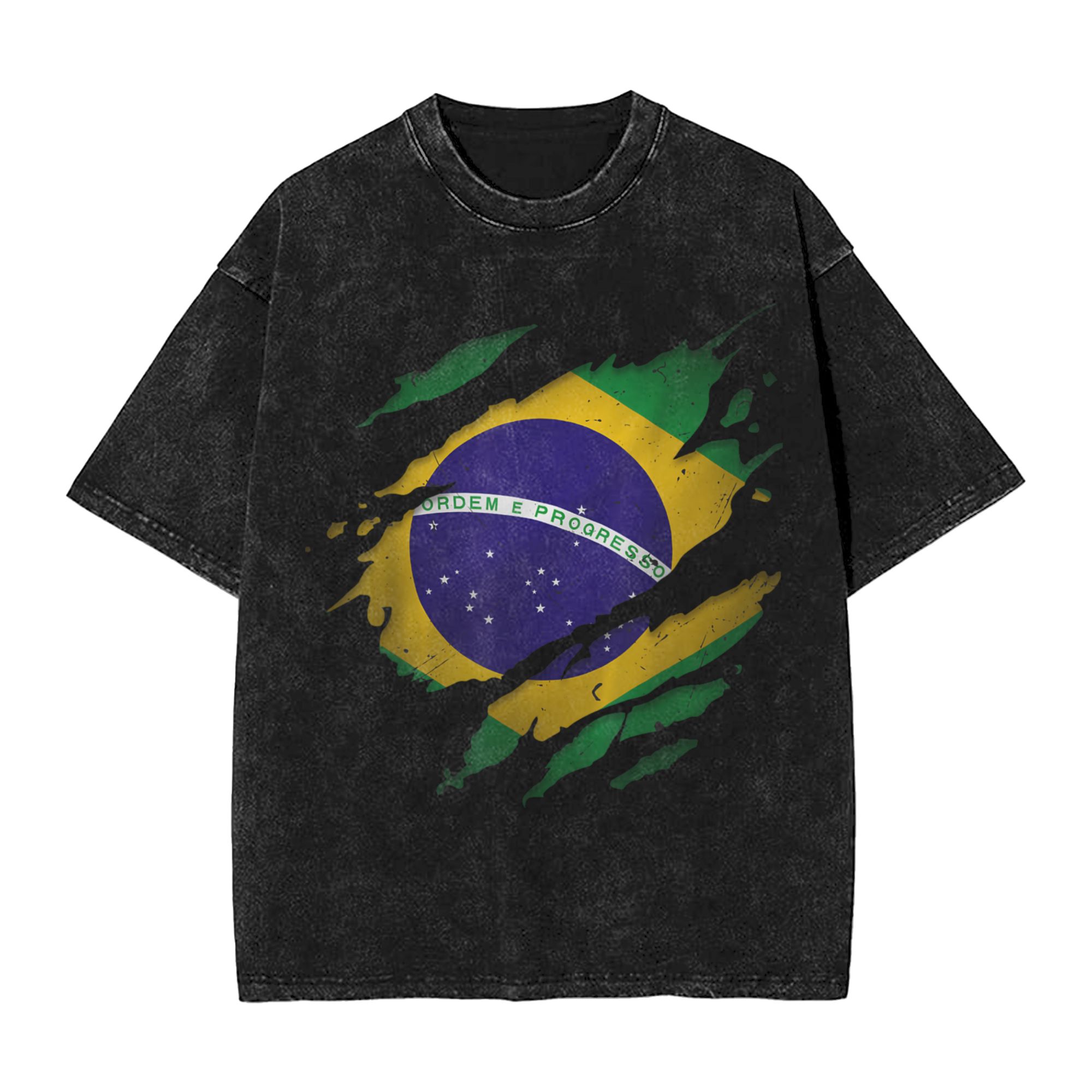 Brazil Brazilian Flag Washed T - Street Fashion Brazil บทวิจารณ์และราคา