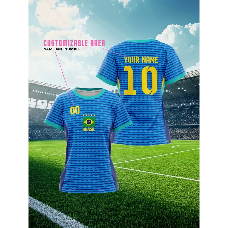 3D Printed Brazil Sports T-Shi - Street Fashion Brazil บทวิจารณ์และราคา