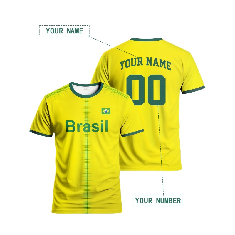 3D Printed Brazil Sports T-Shi - Street Fashion Brazil บทวิจารณ์และราคา