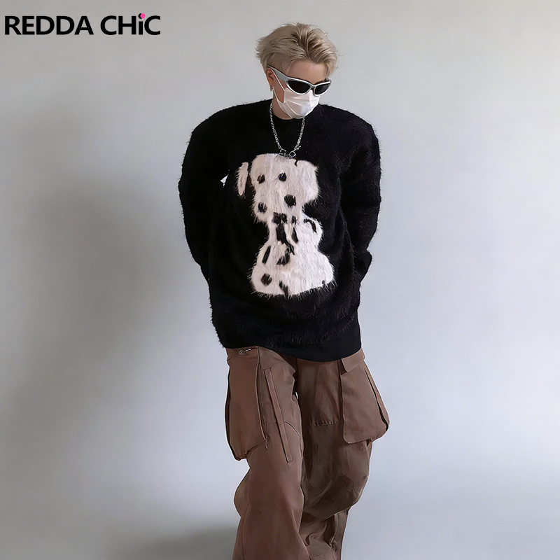 REDDACHIC Dalmatian Print Swea - Oversized Crewneck Fleece บทวิจารณ์และราคา