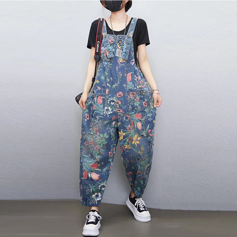Casual Streetwear Print Floral - Street Fashion Jeans Women บทวิจารณ์และราคา