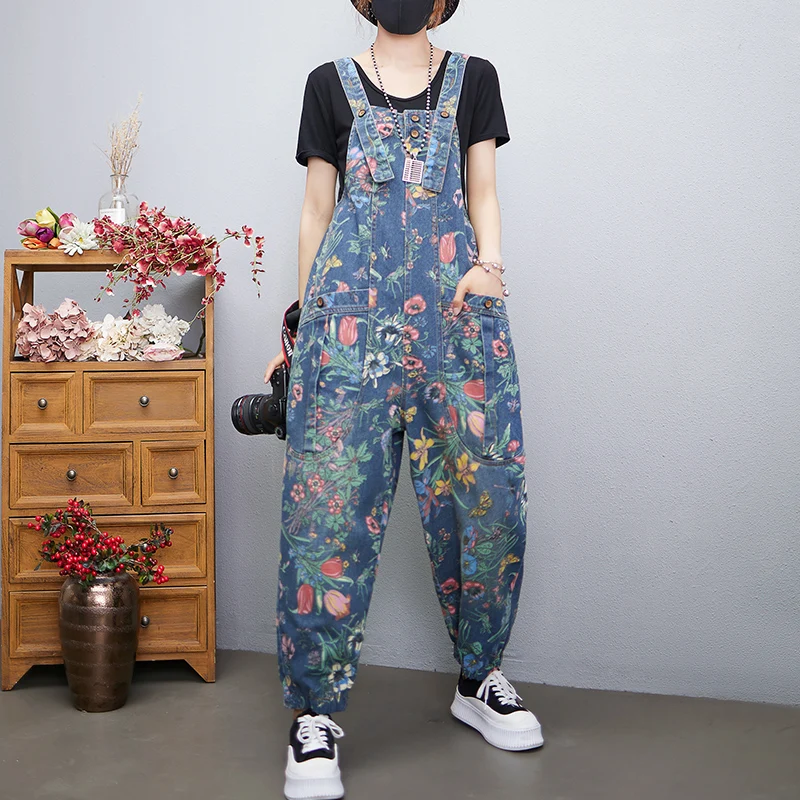 Casual Streetwear Print Floral - Street Fashion Jeans Women บทวิจารณ์และราคา