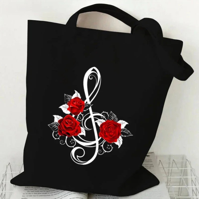 Music Note Heartbeat Printed C - Tote Bag Canvas Print บทวิจารณ์และราคา