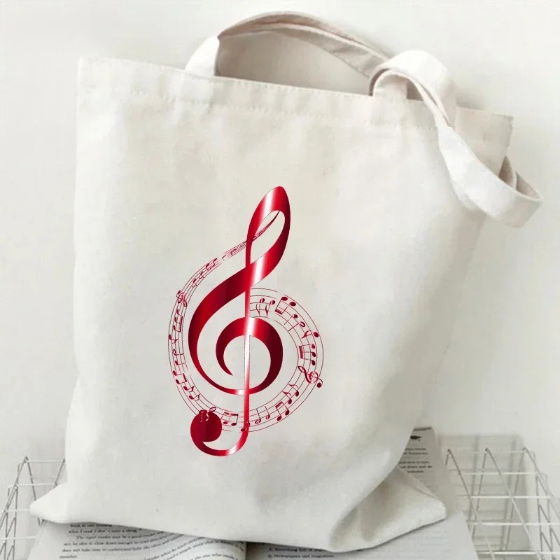 Music Note Heartbeat Printed C - Tote Bag Canvas Print บทวิจารณ์และราคา