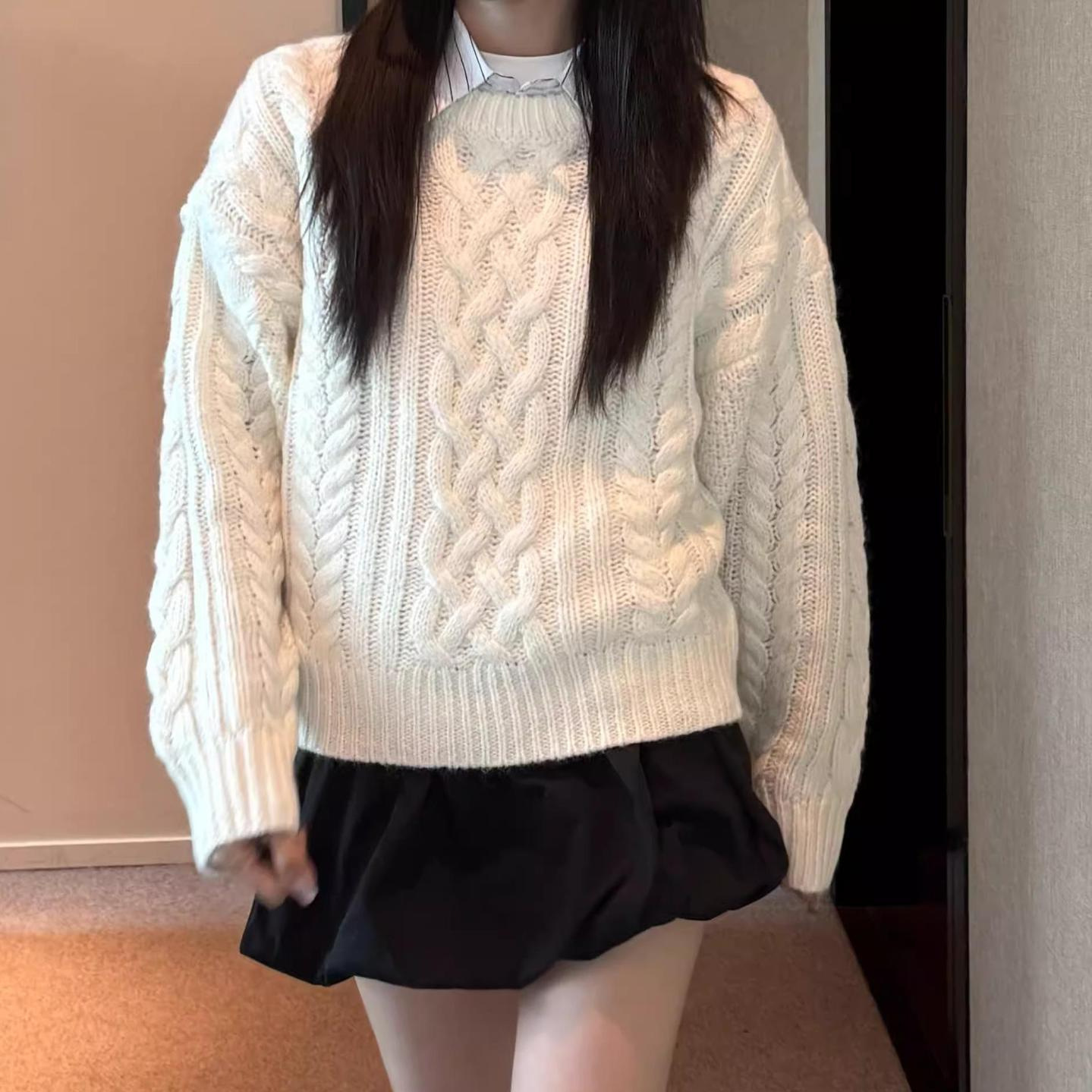 Thebarnnet Korea Fleece-Lined  - Oversized Crewneck Fleece บทวิจารณ์และราคา