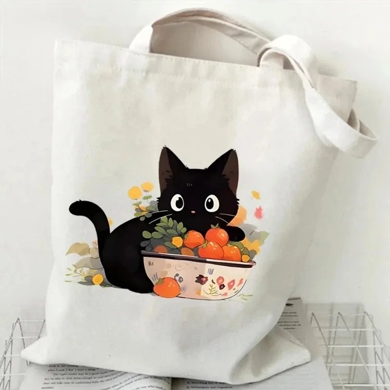 Cat and Book Canvas Handbag La - Tote Bag Canvas Print บทวิจารณ์และราคา