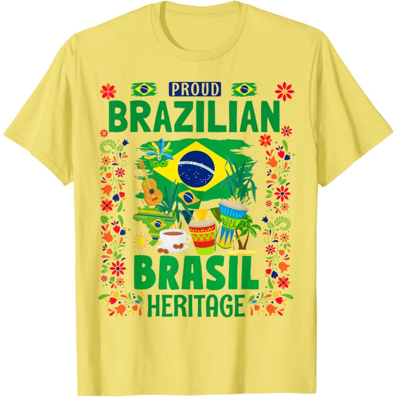 3D Printed Brazil Music T-Shir - Street Fashion Brazil บทวิจารณ์และราคา