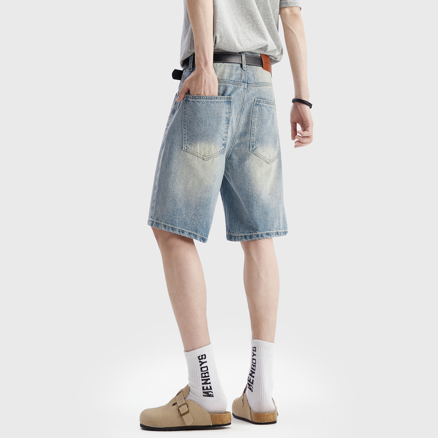 Vintage Washed Denim Shorts Me - Street Fashion Baggy บทวิจารณ์และราคา
