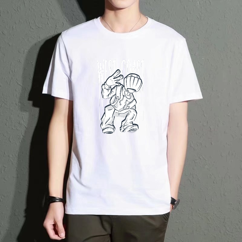 Men's Black Round-Neck Short-S - Street Fashion Graffiti บทวิจารณ์และราคา