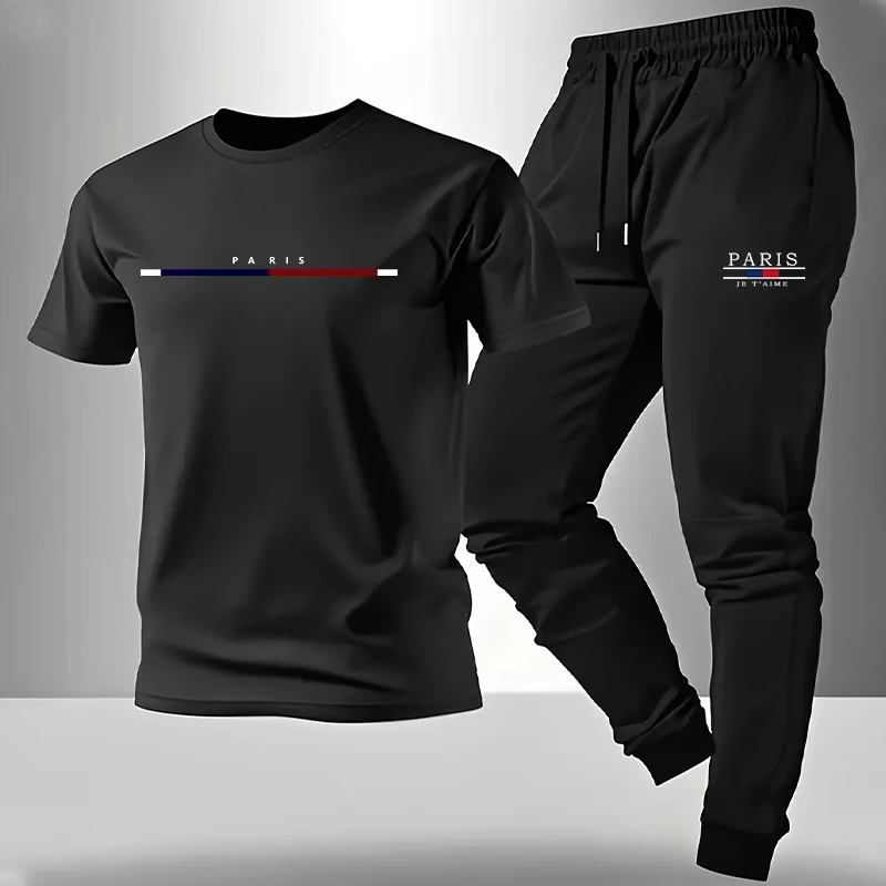 Men's Set T-shirt and Sweatpan - Street Fashion In Paris บทวิจารณ์และราคา