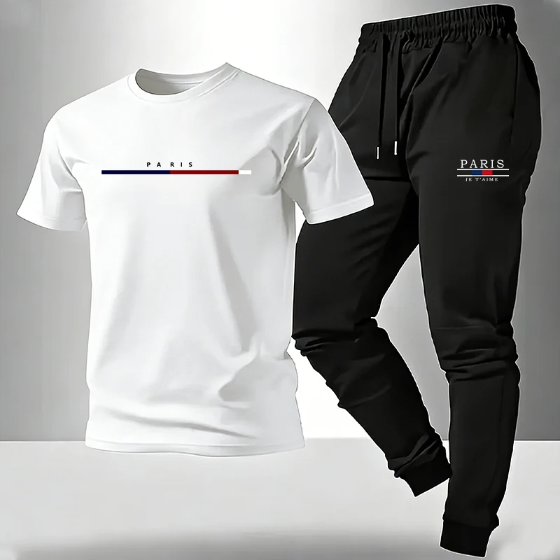 Men's Set T-shirt and Sweatpan - Street Fashion In Paris บทวิจารณ์และราคา